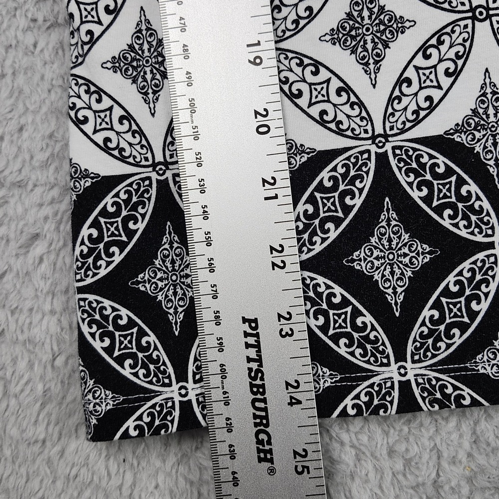 Talbots Top Women L White Black Geometric Print Boat Neck 3/4 Sleeve Stretch Boh - Picture 8 of 9